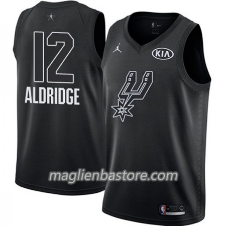 Maglia San Antonio Spurs LaMarcus Aldridge 12 2018 All-Star Jordan Brand Nero Swingman - Uomo